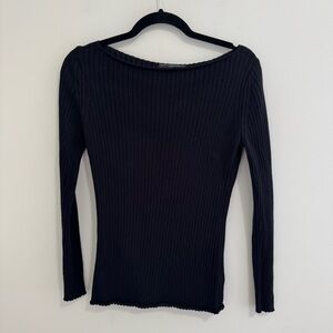 Peruvian Connection Ribbed Boatneck Top
